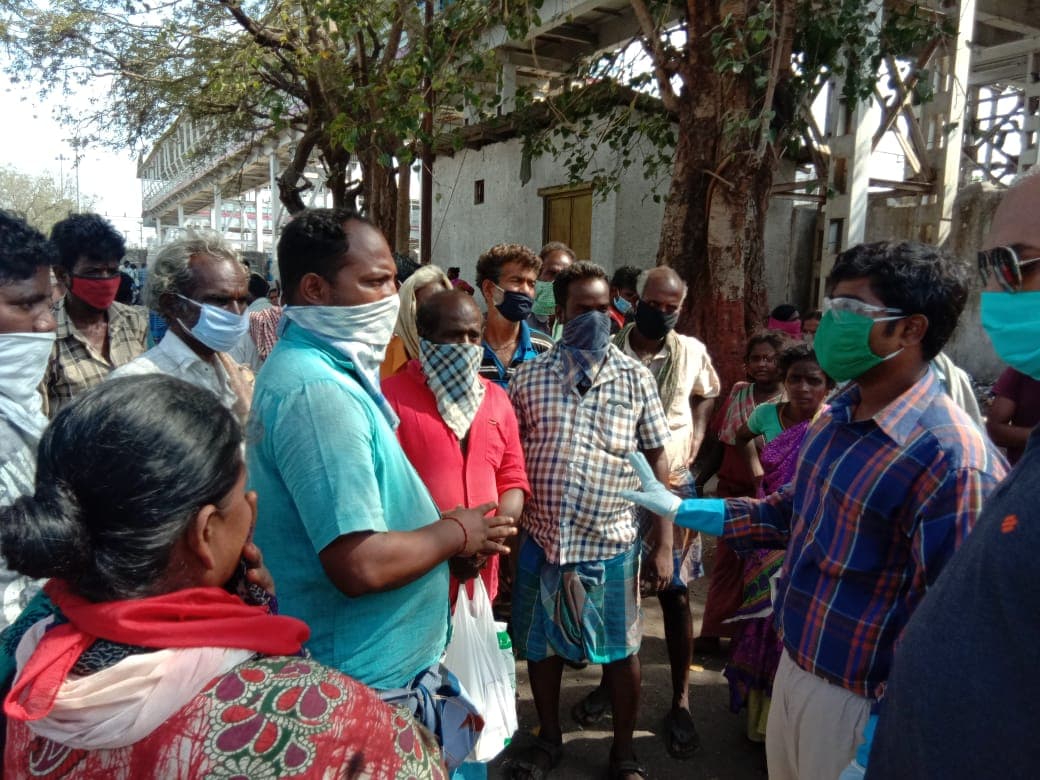 Medicines being handed out at a distribution point